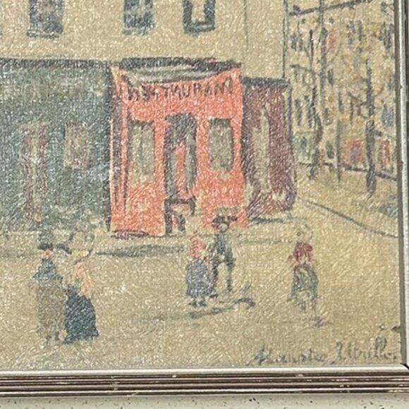 Set of 2 Vintage Maurice Utrillo French Street Scene Prints “Lapin Agile” 1950s - Picture 5 of 6